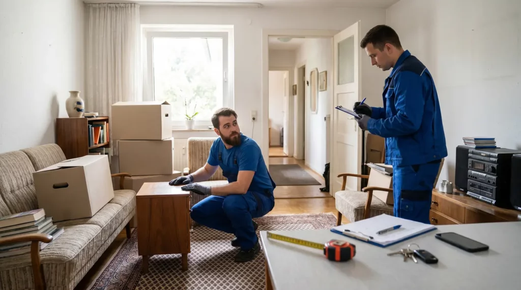 Kosten Wohnungsauflösung bei einer Ersteinschätzung in einer teils gefüllten Wohnung mit Mitarbeitenden der Entrümpelunghulks